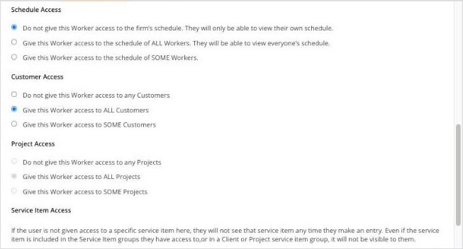 Access Permissions Customer and Project Access