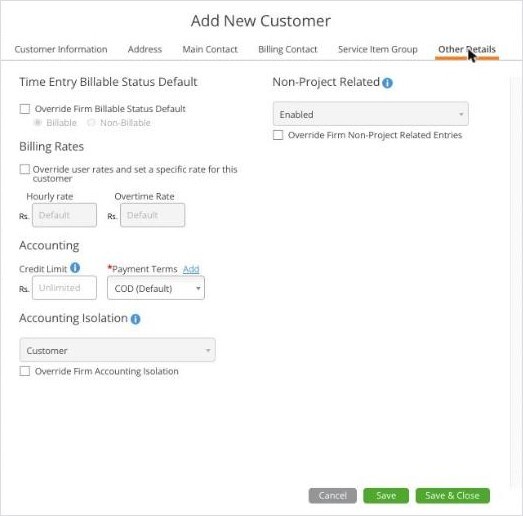 Add Customer Other Details