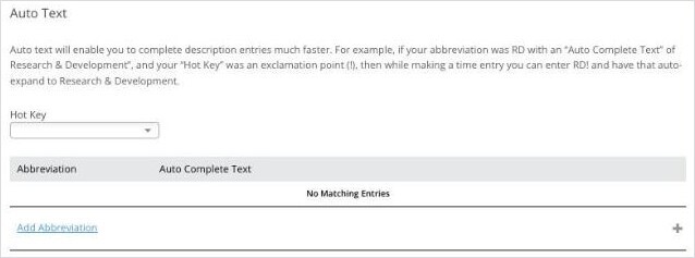 Auto Text Settings