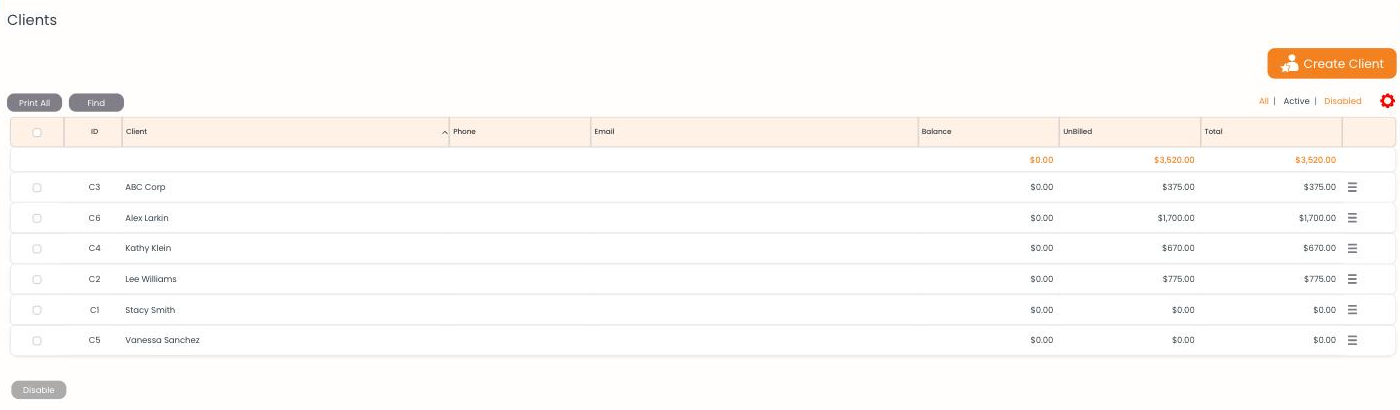 Clients List