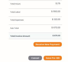 Invoice Totals and Save Pre-Bill