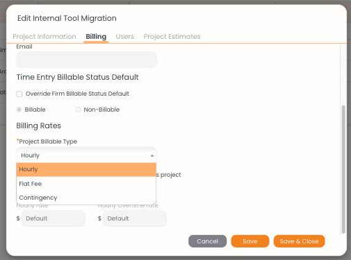 Project Billable Types