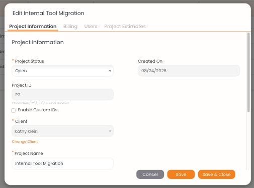 Project Information Tab