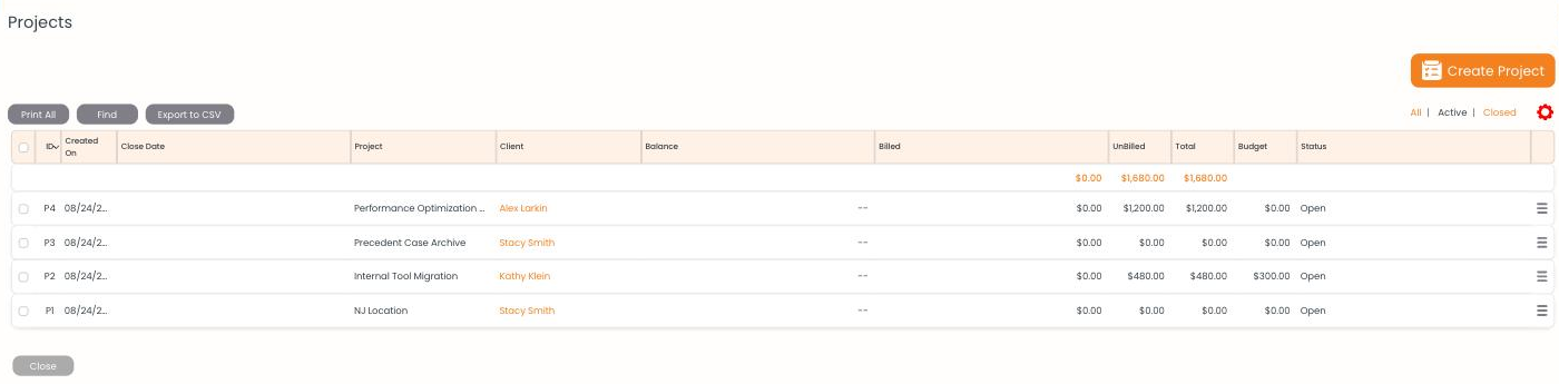 Projects List