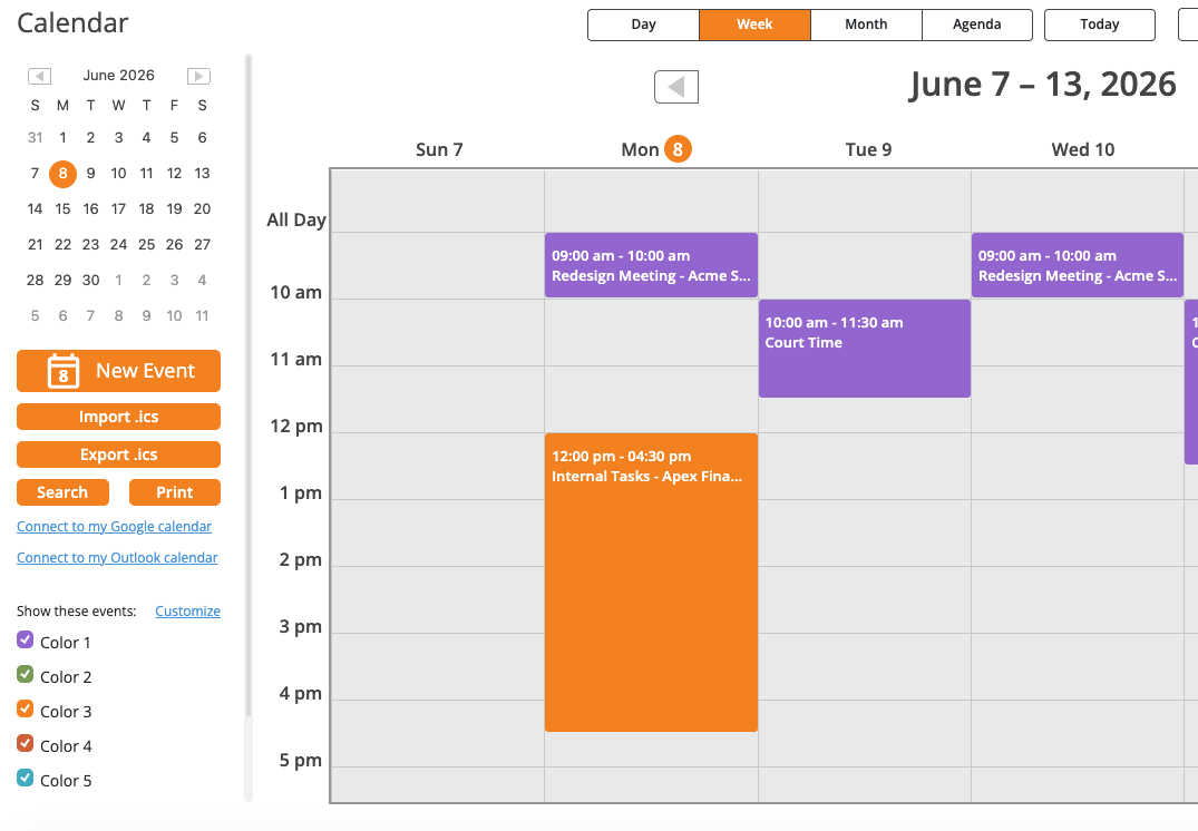 Calendar - Week View