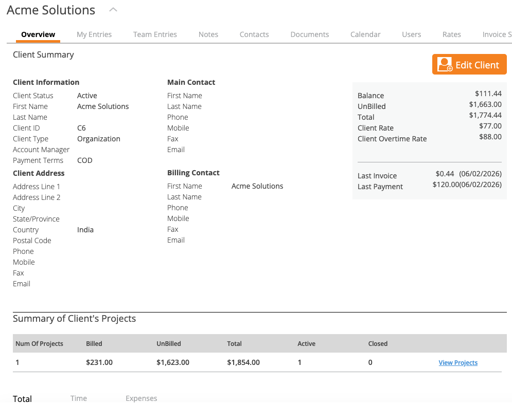 Client Detail - Overview