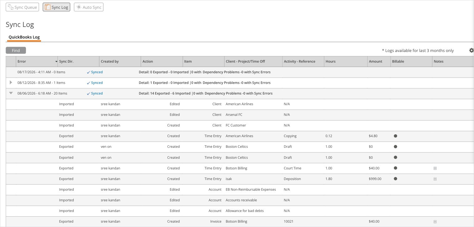 Sync Log Synced Batch Expanded