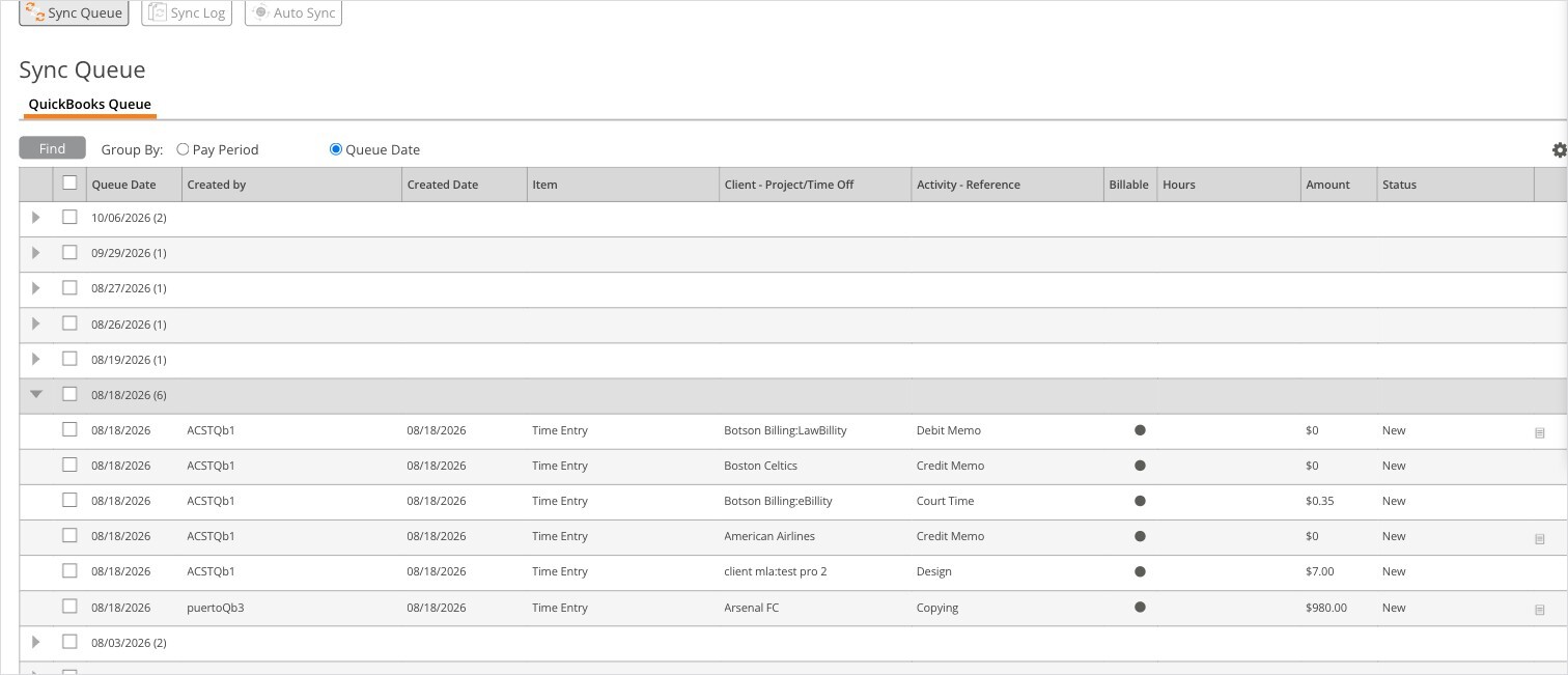 Sync Queue Expanded Group
