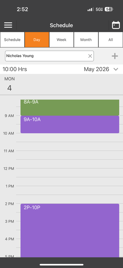 Mobile - Schedule View