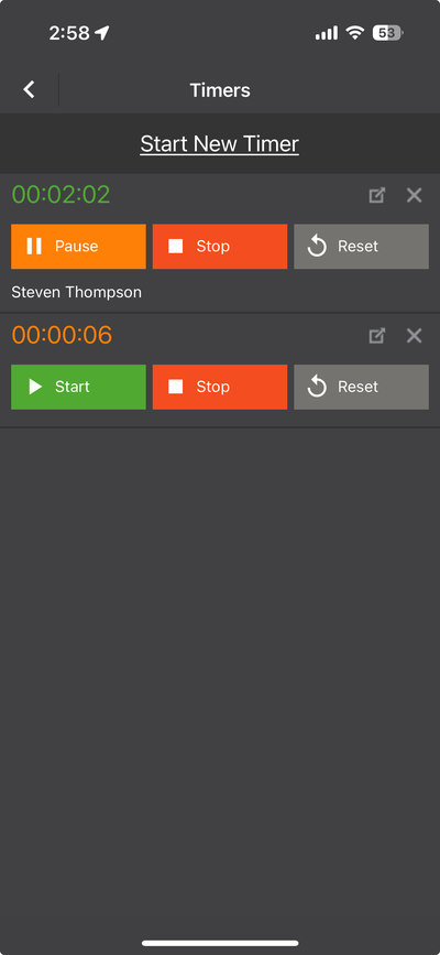 Mobile - Timers Screen