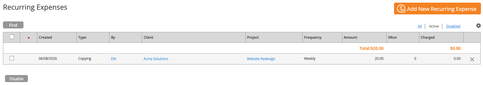 Recurring Expenses