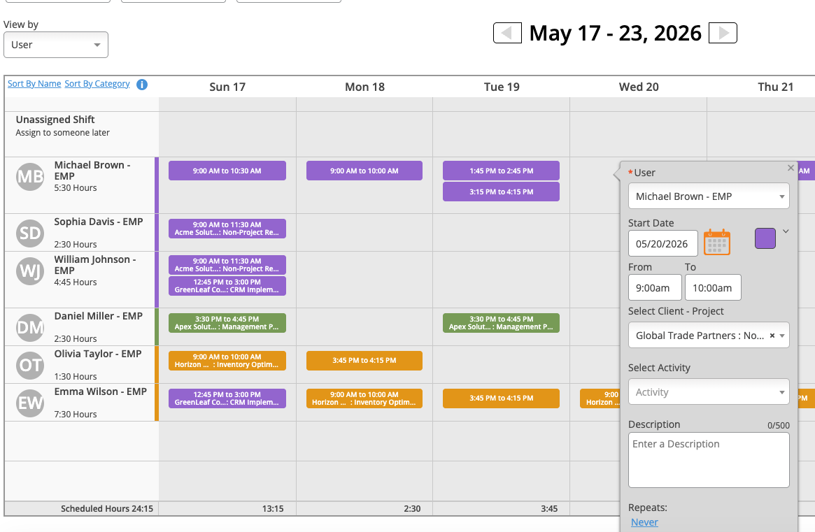 Schedule - Shift Detail