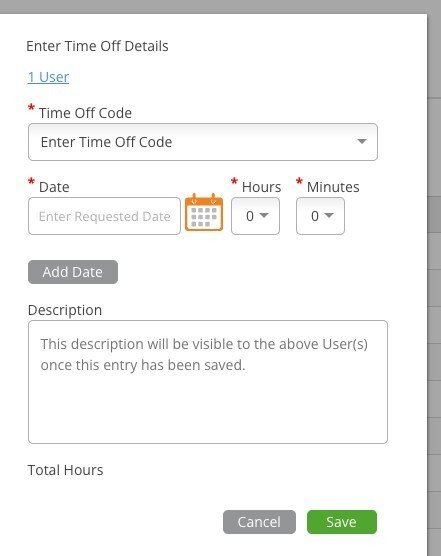 Enter Time Off Details