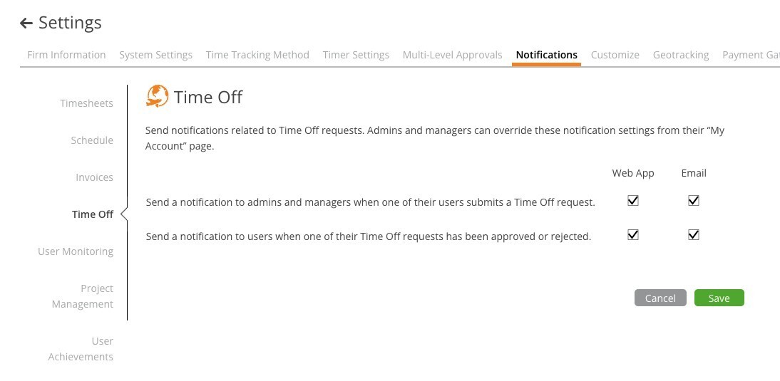 Time Off Notifications