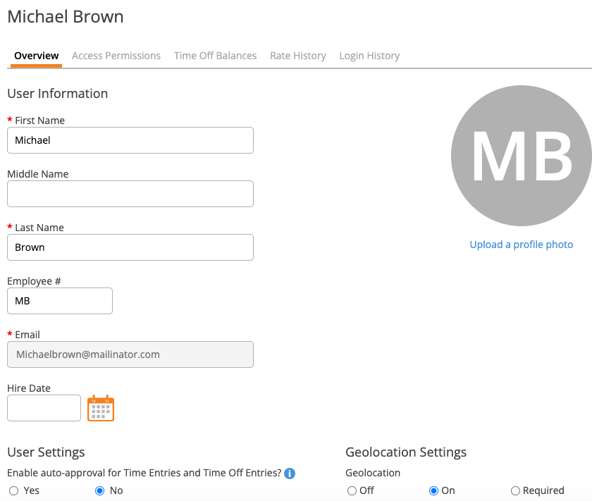 User Profile - Overview